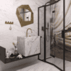 Folding shower screen with fixed part Hietakari Bläk 884 New York, Sand frame, clear glass Folding shower screen with fixed part Hietakari Bläk 884 New York, Sand frame, clear glass