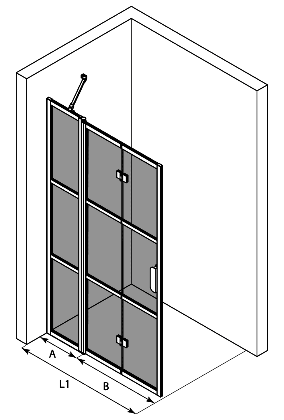 Hinged shower screen with fixed part Hietakari Bläk 885 Tokyo – 3