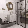 Hinged shower screen with fixed part Hietakari Bläk 885 Tokyo, black frame, clear glass Hinged shower screen with fixed part Hietakari Bläk 885 Tokyo – 4