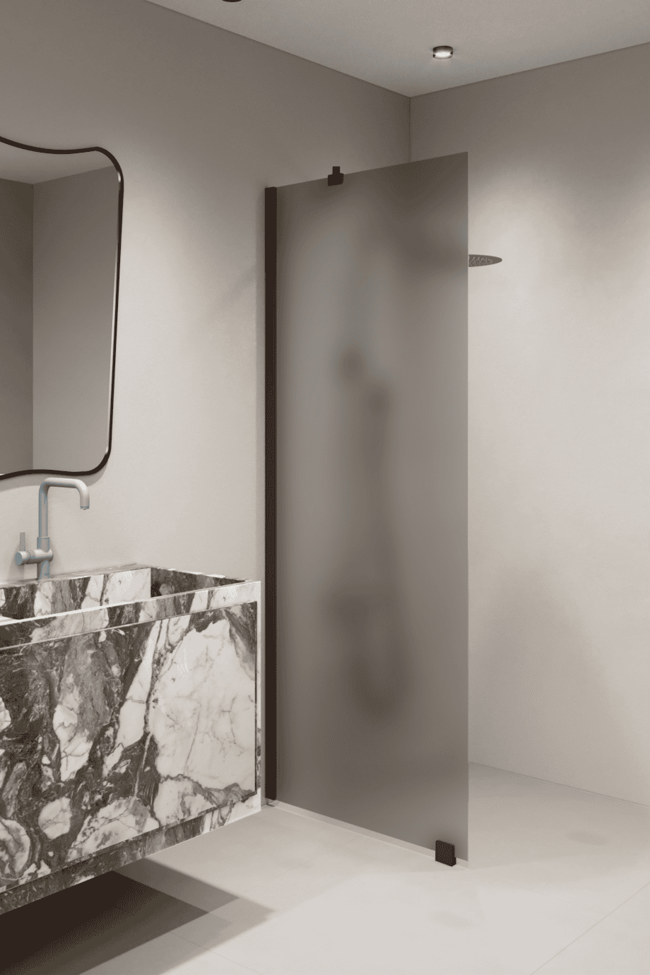Fixed shower screen Hietakari Forma 301, Cocoa frame, grey satin glass Fixed shower screen Hietakari Forma 301, Cocoa frame, grey satin glass