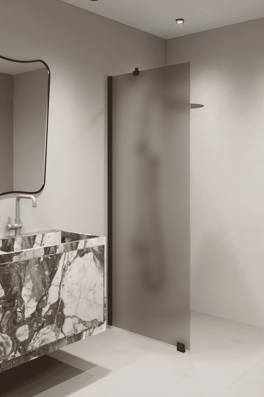 Fixed shower screen Hietakari Forma 301, Cocoa frame, brown satin glass Fixed shower screen Hietakari Forma 301, Cocoa frame, brown satin glass