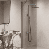 Fixed shower screen Hietakari Forma 301, Mocha frame, grey tinted glass Fixed shower screen Hietakari Forma 301, Mocha frame, grey tinted glass