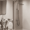 Fixed shower screen Hietakari Forma 301, Mocha frame, bronze tinted glass Fixed shower screen Hietakari Forma 301, Mocha frame, bronze tinted glass