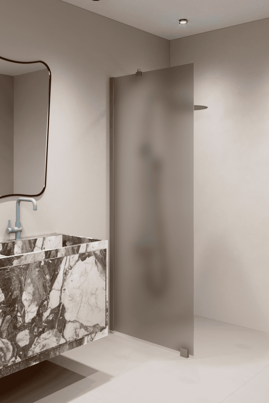 Fixed shower screen Hietakari Forma 301, Mocha frame, brown satin glass Fixed shower screen Hietakari Forma 301, Mocha frame, brown satin glass