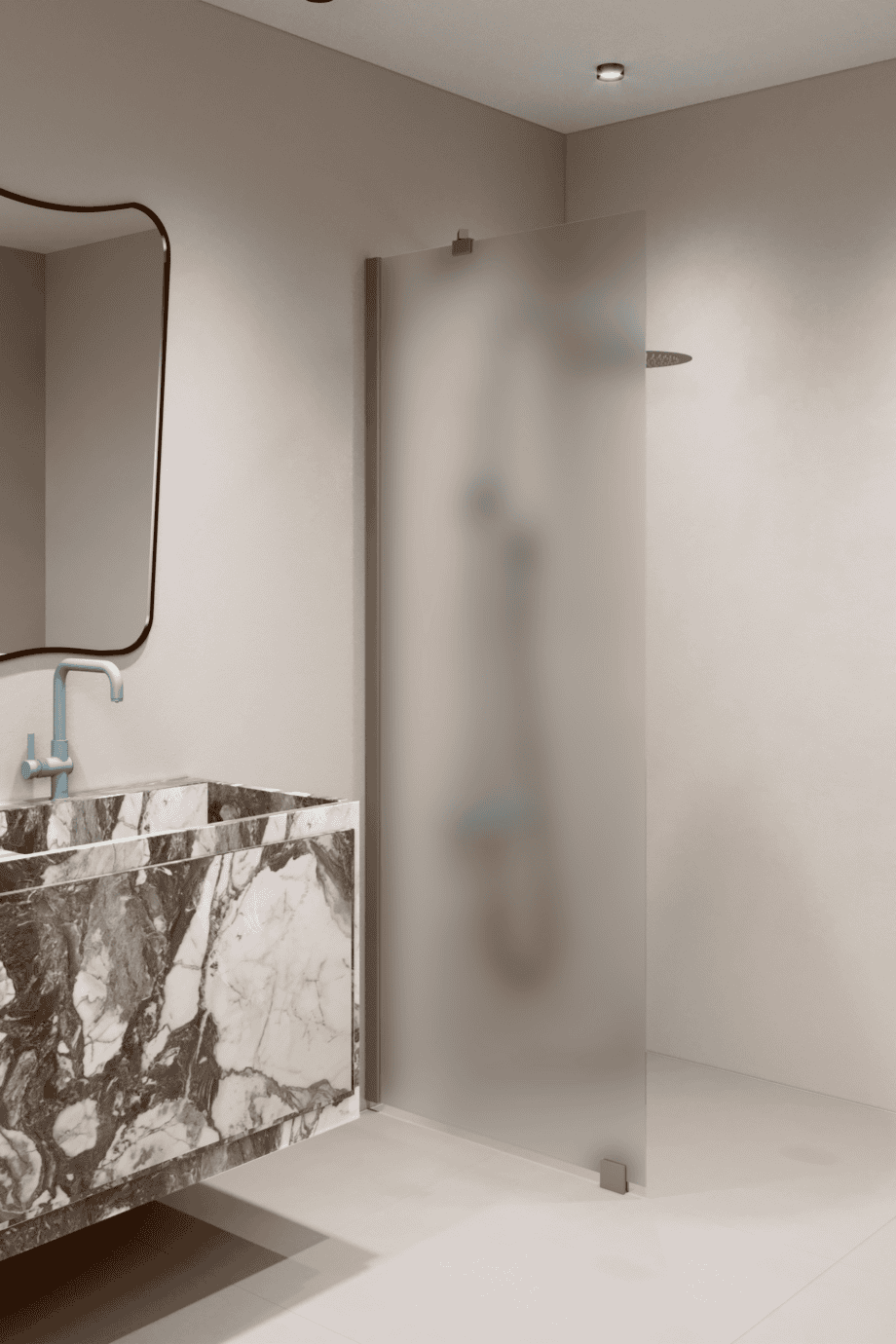 Fixed shower screen Hietakari Forma 301, Mocha frame, satin frosted glass Fixed shower screen Hietakari Forma 301, Mocha frame, satin frosted glass