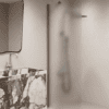 Fixed shower screen Hietakari Forma 301, Mocha frame, super bright satin glass Fixed shower screen Hietakari Forma 301, Mocha frame, super bright satin glass