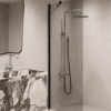 Fixed shower screen Hietakari Forma 301, black frame, grey tinted glass Fixed shower screen Hietakari Forma 301, black frame, grey tinted glass