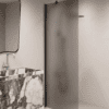 Fixed shower screen Hietakari Forma 301, black frame, grey satin glass Fixed shower screen Hietakari Forma 301, black frame, grey satin glass