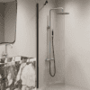 Fixed shower screen Hietakari Forma 301, black frame, clear glass Fixed shower screen Hietakari Forma 301, black frame, clear glass