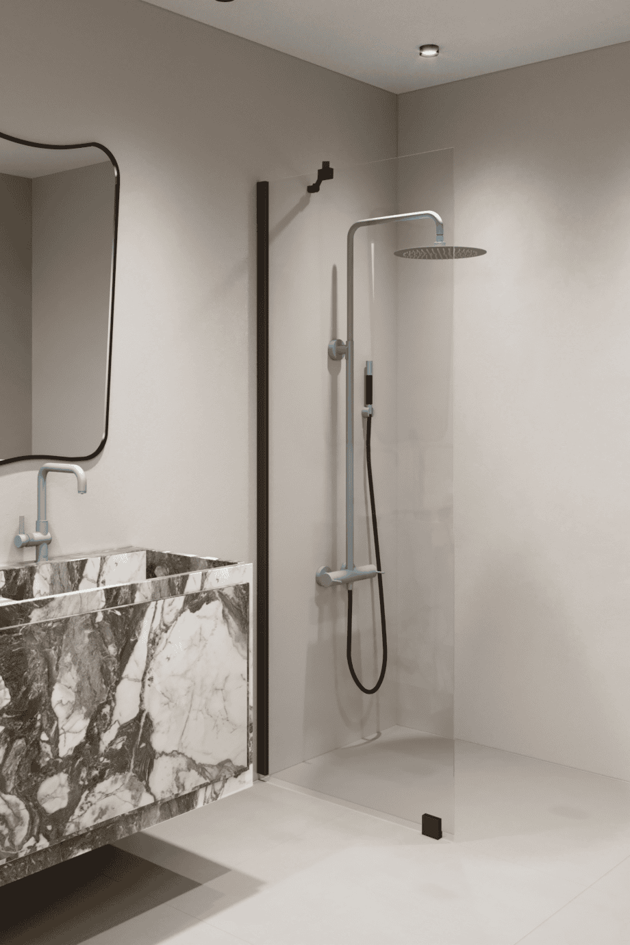Fixed shower screen Hietakari Forma 301, black frame, clear glass Fixed shower screen Hietakari Forma 301, black frame, clear glass