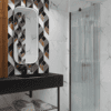 Fixed shower screen Hietakari Forma 301, black frame, reeded glass Fixed shower screen Hietakari Forma 301, black frame, reeded glass