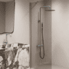 Fixed shower screen Hietakari Forma 301, Sand frame, grey tinted glass Fixed shower screen Hietakari Forma 301, Sand frame, grey tinted glass