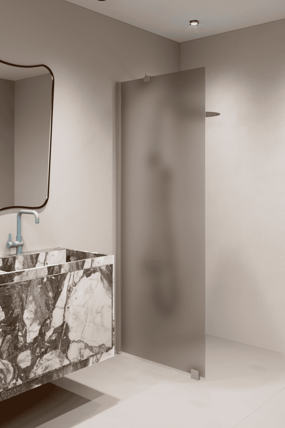 Fixed shower screen Hietakari Forma 301, Sand frame, brown satin glass Fixed shower screen Hietakari Forma 301, Sand frame, brown satin glass
