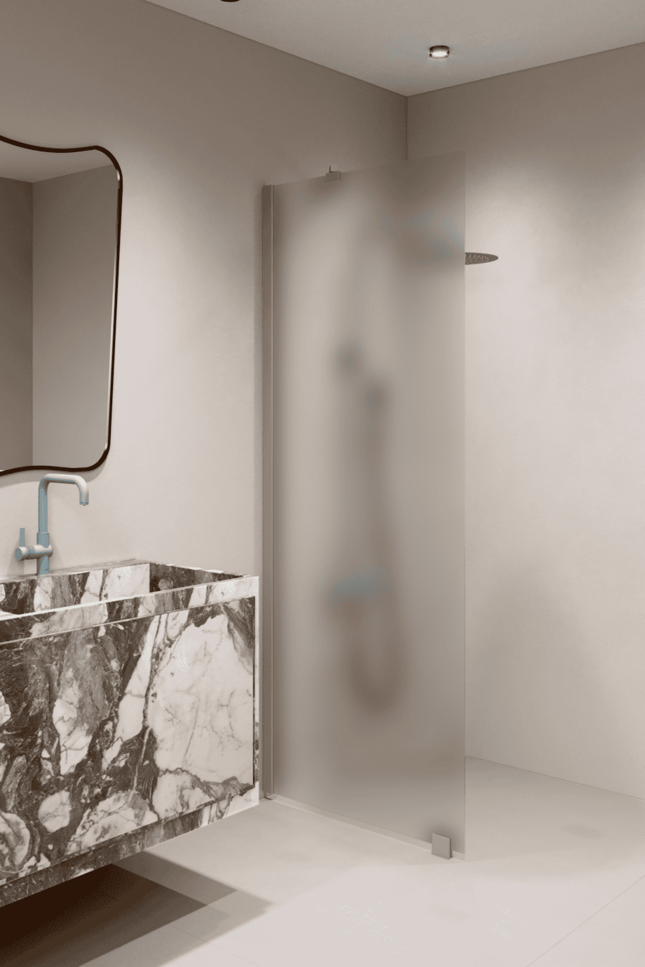 Fixed shower screen Hietakari Forma 301, Sand frame, satin frosted glass Fixed shower screen Hietakari Forma 301, Sand frame, satin frosted glass
