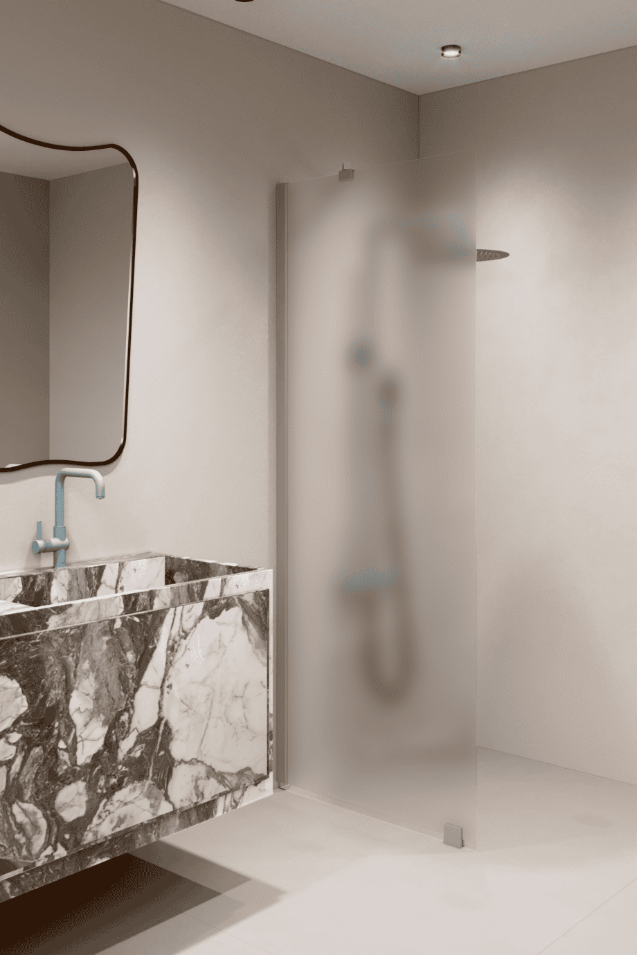 Fixed shower screen Hietakari Forma 301, Sand frame, super bright satin glass Fixed shower screen Hietakari Forma 301, Sand frame, super bright satin glass