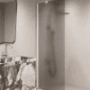 Fixed shower screen Hietakari Forma 301, white frame, grey satin glass Fixed shower screen Hietakari Forma 301, white frame, grey satin glass