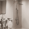 Fixed shower screen Hietakari Forma 301, white frame, bronze tinted glass Fixed shower screen Hietakari Forma 301, white frame, bronze tinted glass