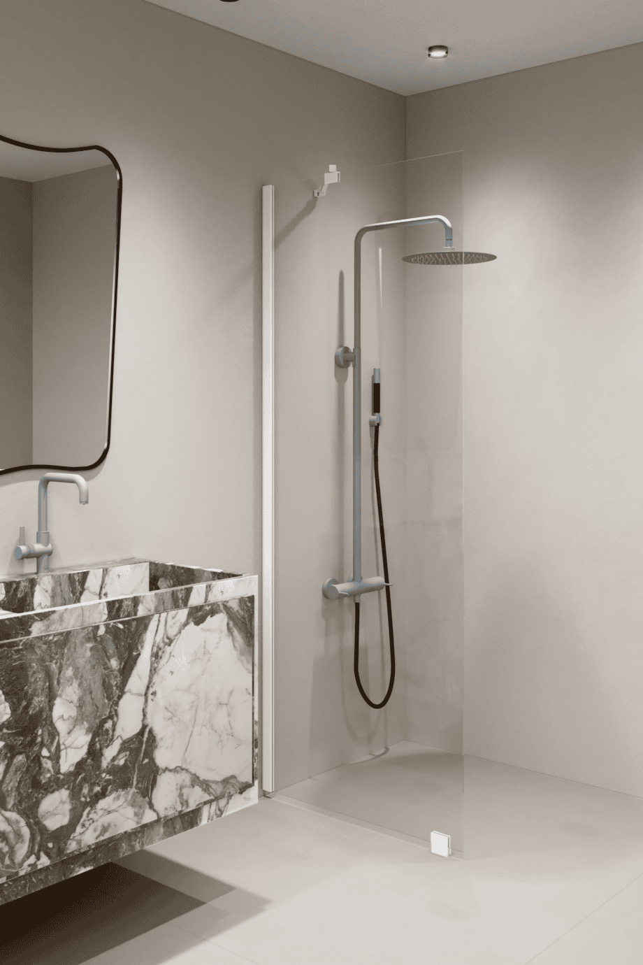 Fixed shower screen Hietakari Forma 301, white frame, super bright glass Fixed shower screen Hietakari Forma 301, white frame, super bright glass
