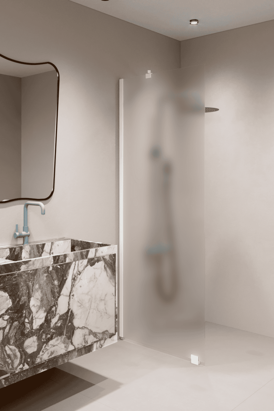 Fixed shower screen Hietakari Forma 301, white frame, super bright satin glass Fixed shower screen Hietakari Forma 301, white frame, super bright satin glass