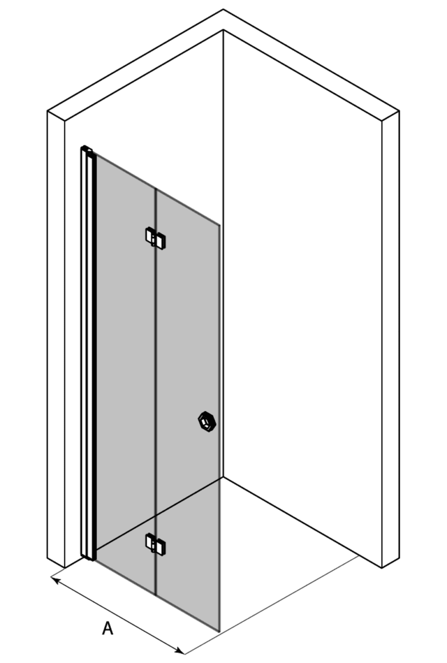 Folding shower screen Hietakari Forma 303 – view 3 Folding shower screen Hietakari Forma 303 – 3