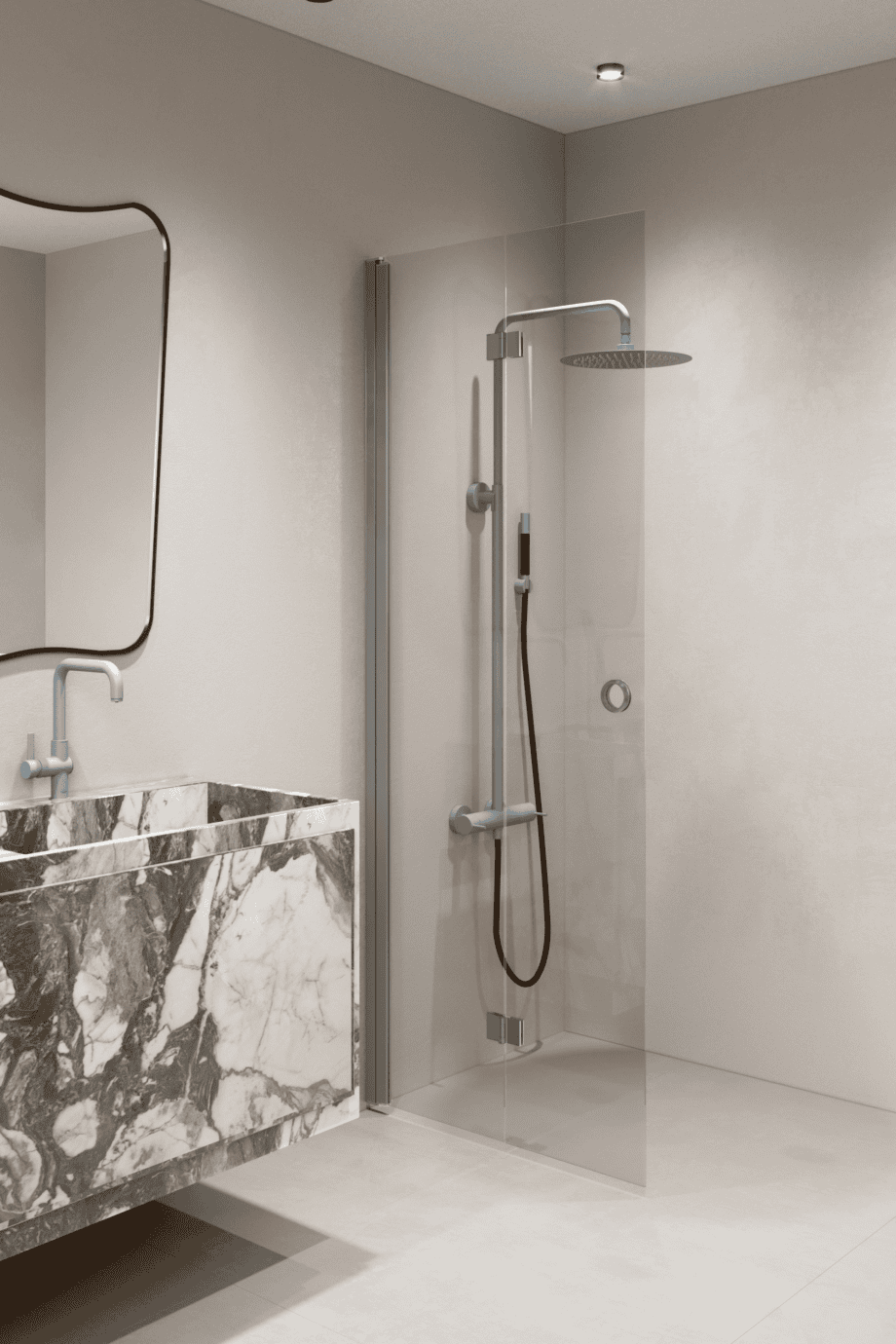 Folding shower screen Hietakari Forma 303 – view 4 Folding shower screen Hietakari Forma 303 – 4