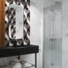 Folding shower screen Hietakari Forma 303, aluminium frame, reeded glass Folding shower screen Hietakari Forma 303, aluminium frame, reeded glass
