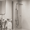Folding shower screen Hietakari Forma 303, aluminium frame, super bright glass Folding shower screen Hietakari Forma 303, aluminium frame, super bright glass