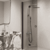 Folding shower screen Hietakari Forma 303, Cocoa frame, grey tinted glass Folding shower screen Hietakari Forma 303, Cocoa frame, grey tinted glass
