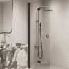 Folding shower screen Hietakari Forma 303, Cocoa frame, clear glass Folding shower screen Hietakari Forma 303, Cocoa frame, clear glass