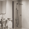 Folding shower screen Hietakari Forma 303, Cocoa frame, bronze tinted glass Folding shower screen Hietakari Forma 303, Cocoa frame, bronze tinted glass