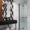 Folding shower screen Hietakari Forma 303, Cocoa frame, reeded glass Folding shower screen Hietakari Forma 303, Cocoa frame, reeded glass