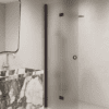 Folding shower screen Hietakari Forma 303, Cocoa frame, satin frosted glass Folding shower screen Hietakari Forma 303, Cocoa frame, satin frosted glass
