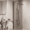 Folding shower screen Hietakari Forma 303, Mocha frame, grey tinted glass Folding shower screen Hietakari Forma 303, Mocha frame, grey tinted glass