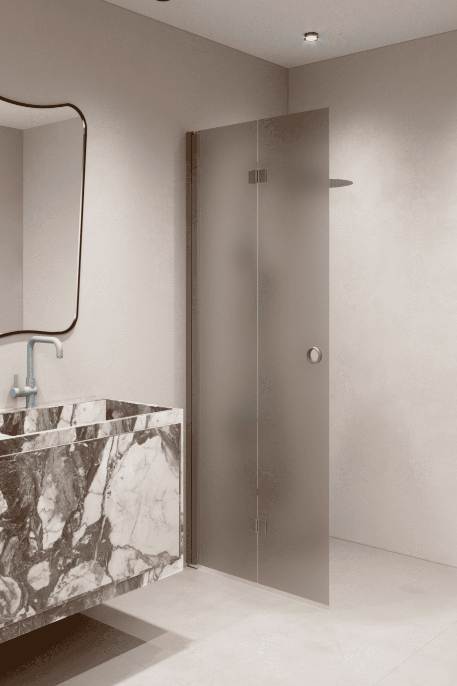 Folding shower screen Hietakari Forma 303, Mocha frame, brown satin glass Folding shower screen Hietakari Forma 303, Mocha frame, brown satin glass