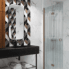 Folding shower screen Hietakari Forma 303, Mocha frame, reeded glass Folding shower screen Hietakari Forma 303, Mocha frame, reeded glass