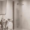 Folding shower screen Hietakari Forma 303, Mocha frame, super bright satin glass Folding shower screen Hietakari Forma 303, Mocha frame, super bright satin glass