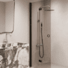 Folding shower screen Hietakari Forma 303, black frame, bronze tinted glass Folding shower screen Hietakari Forma 303, black frame, bronze tinted glass