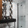 Folding shower screen Hietakari Forma 303, black frame, reeded glass Folding shower screen Hietakari Forma 303, black frame, reeded glass