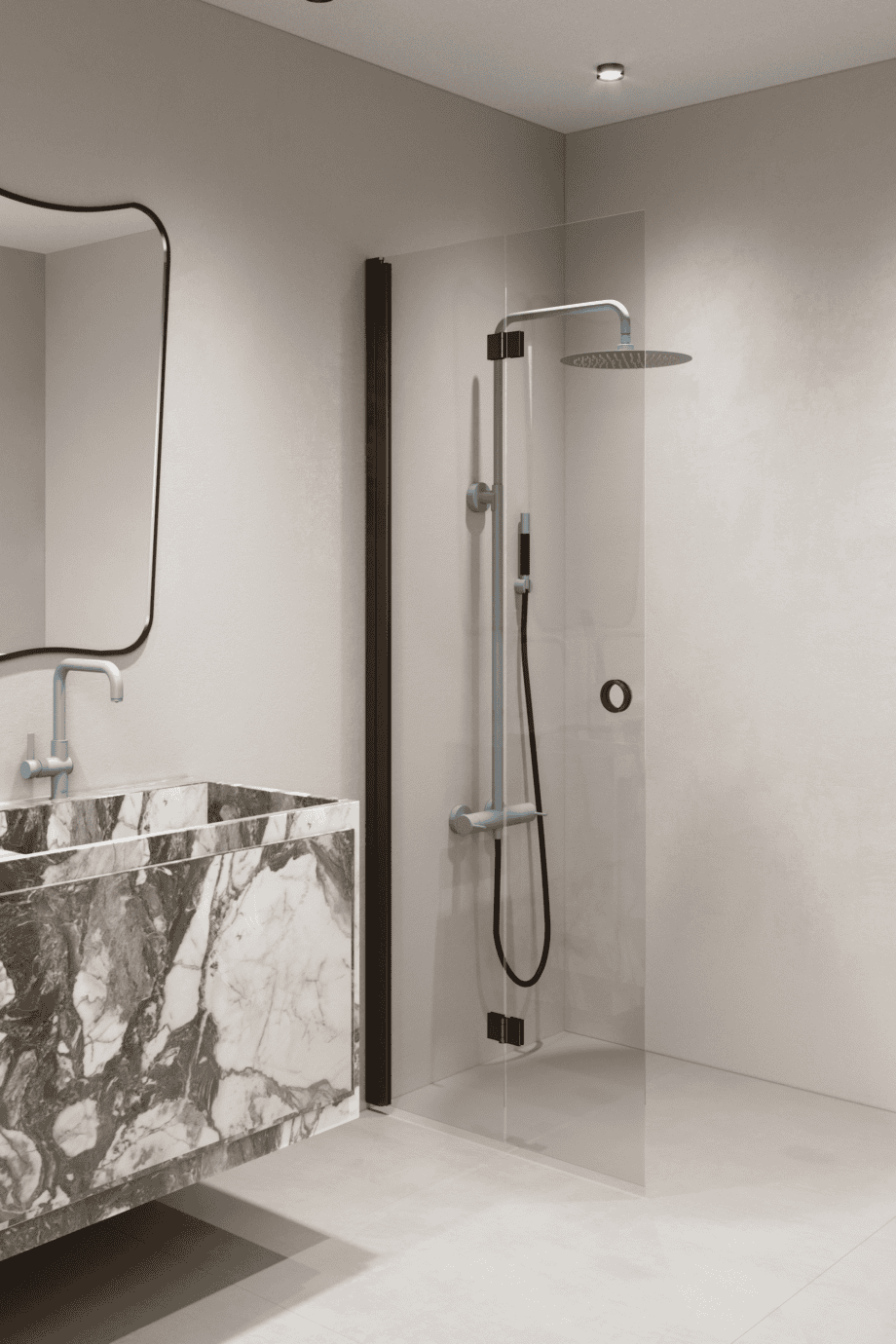 Folding shower screen Hietakari Forma 303, black frame, super bright glass Folding shower screen Hietakari Forma 303, black frame, super bright glass