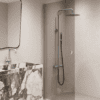 Folding shower screen Hietakari Forma 303, Sand frame, grey tinted glass Folding shower screen Hietakari Forma 303, Sand frame, grey tinted glass