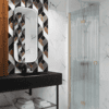 Folding shower screen Hietakari Forma 303, Sand frame, reeded glass Folding shower screen Hietakari Forma 303, Sand frame, reeded glass