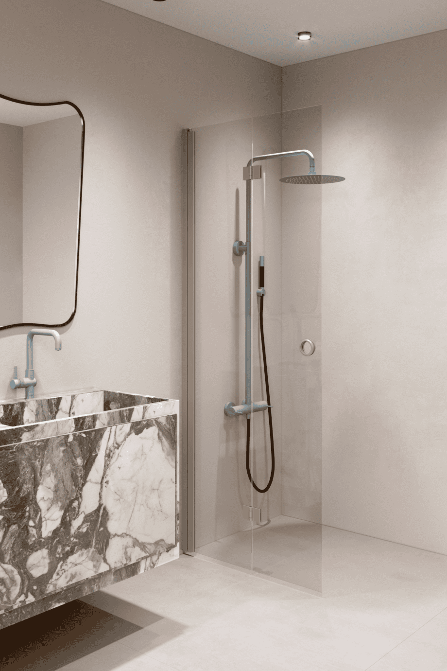 Folding shower screen Hietakari Forma 303, Sand frame, super bright glass Folding shower screen Hietakari Forma 303, Sand frame, super bright glass