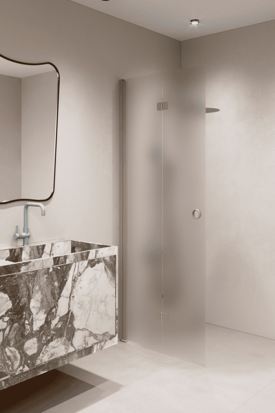 Folding shower screen Hietakari Forma 303, Sand frame, super bright satin glass Folding shower screen Hietakari Forma 303, Sand frame, super bright satin glass