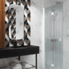 Folding shower screen Hietakari Forma 303, white frame, reeded glass Folding shower screen Hietakari Forma 303, white frame, reeded glass