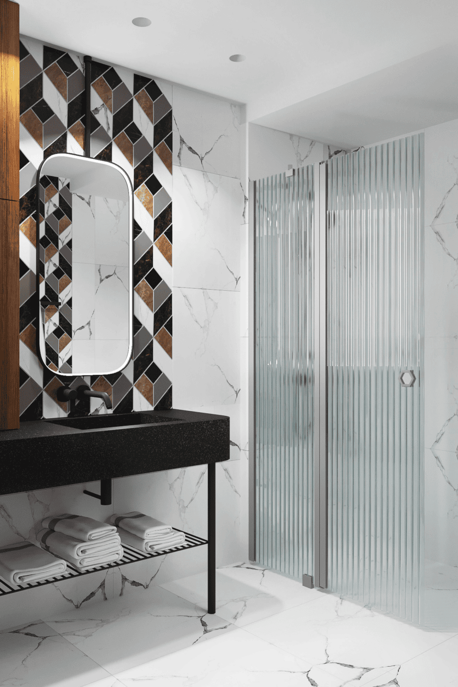 Hinged shower screen with fixed part Hietakari Forma 304 – view 4 Hinged shower screen with fixed part Hietakari Forma 304 – 4