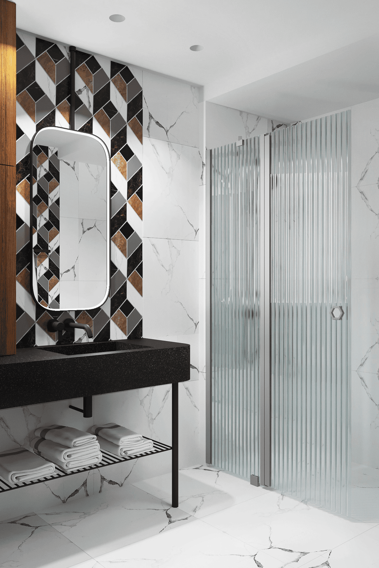 Hinged shower screen with fixed part Hietakari Forma 304 – 4