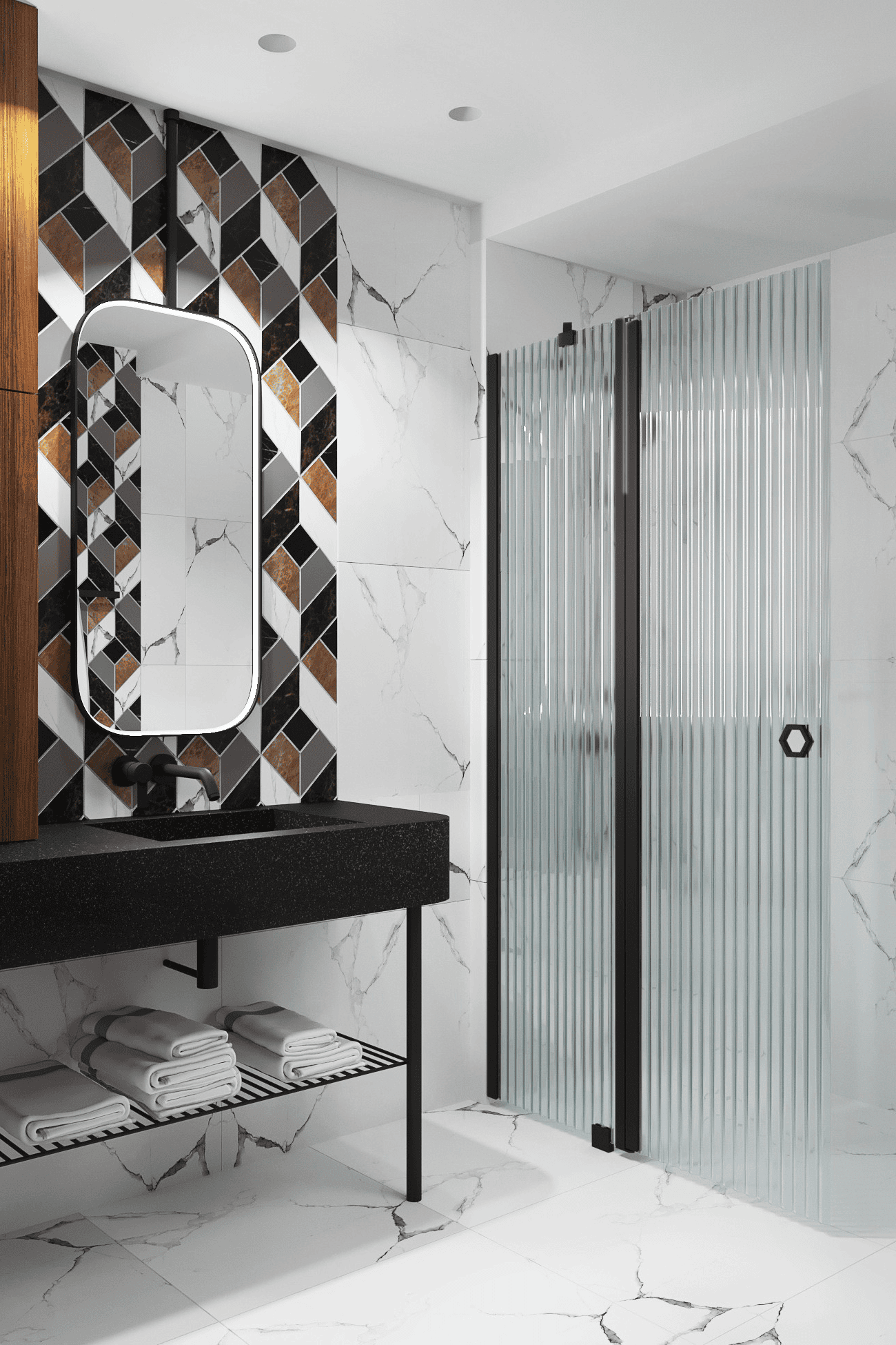 Hinged shower screen with fixed part Hietakari Forma 304 – 5