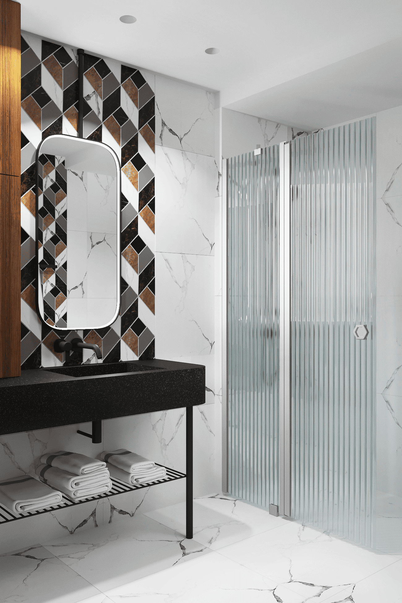 Hinged shower screen with fixed part Hietakari Forma 304 – 6