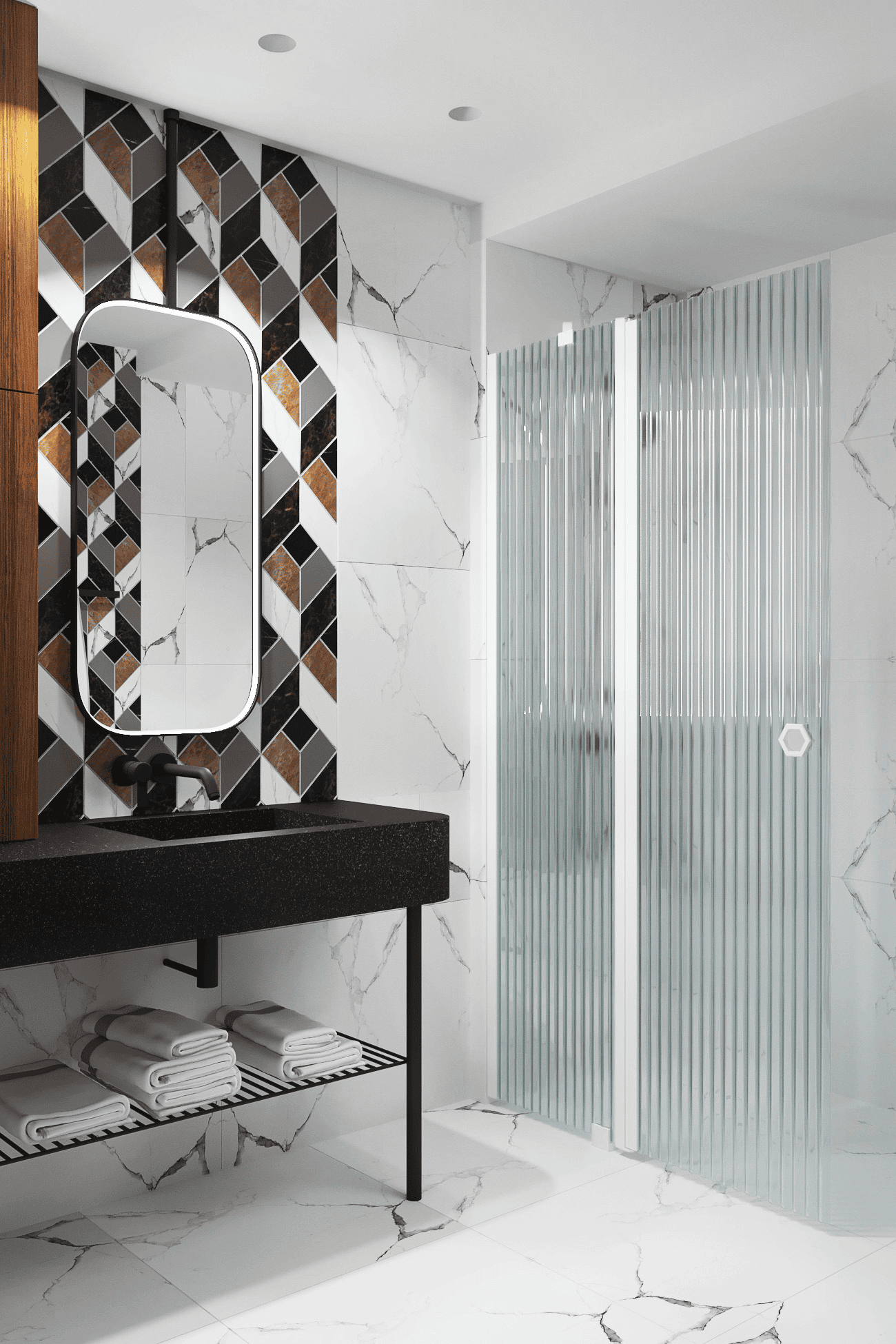 Hinged shower screen with fixed part Hietakari Forma 304