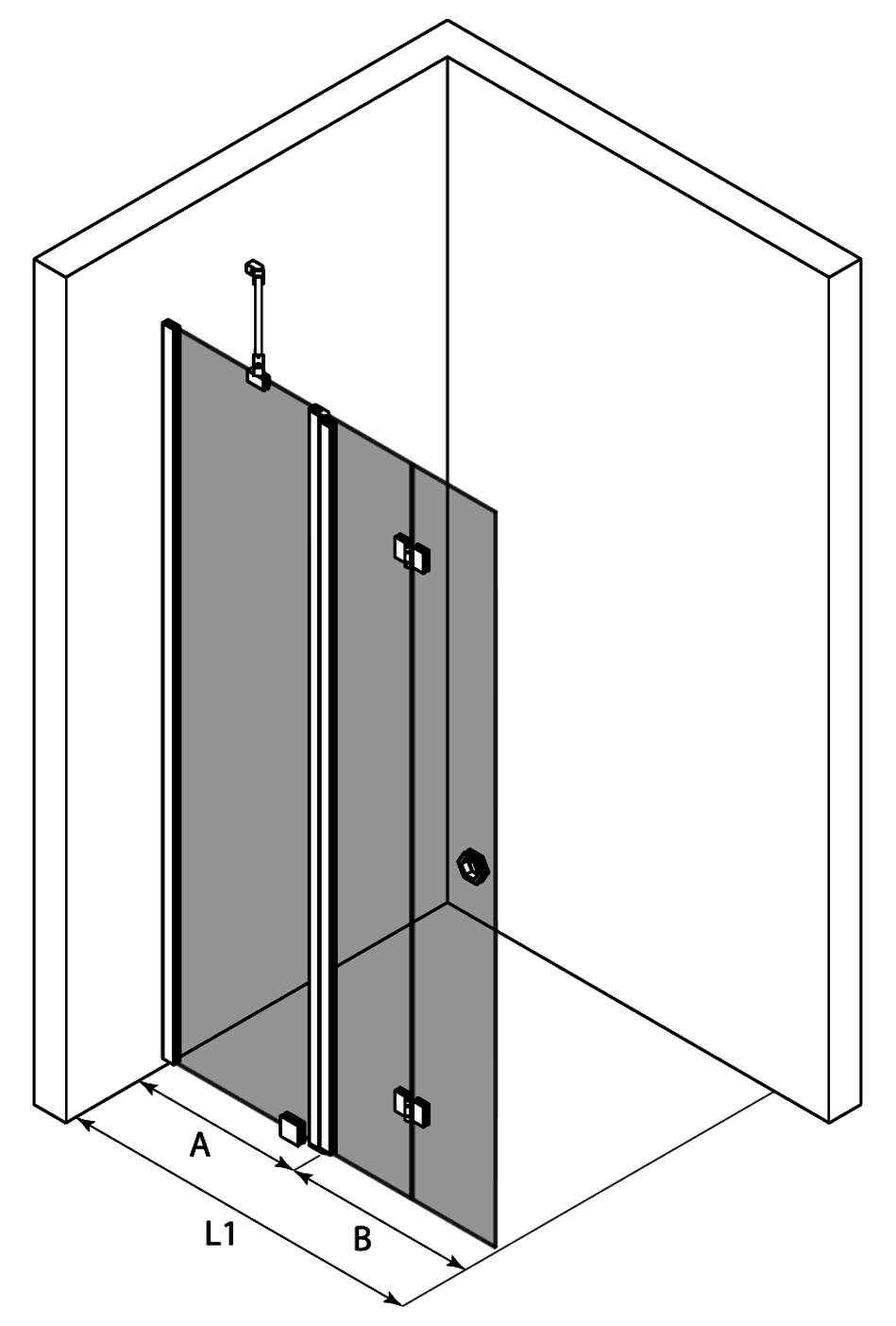 Folding shower screen with fixed part Hietakari Forma 305 – 3